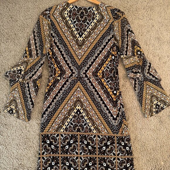 INC International Concepts Printed Bell Sleeve Dress - Picture 4 of 16